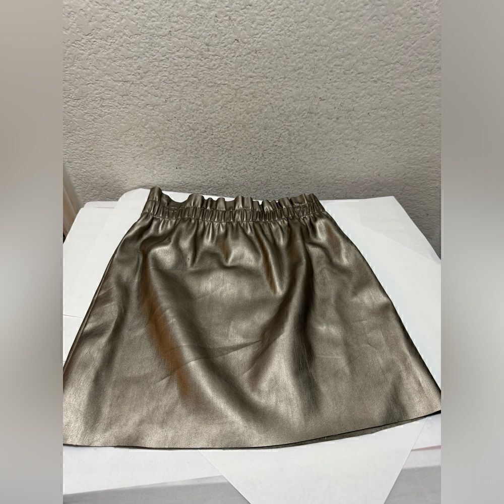 Zara Metallic Faux Leather Skirt with pockets